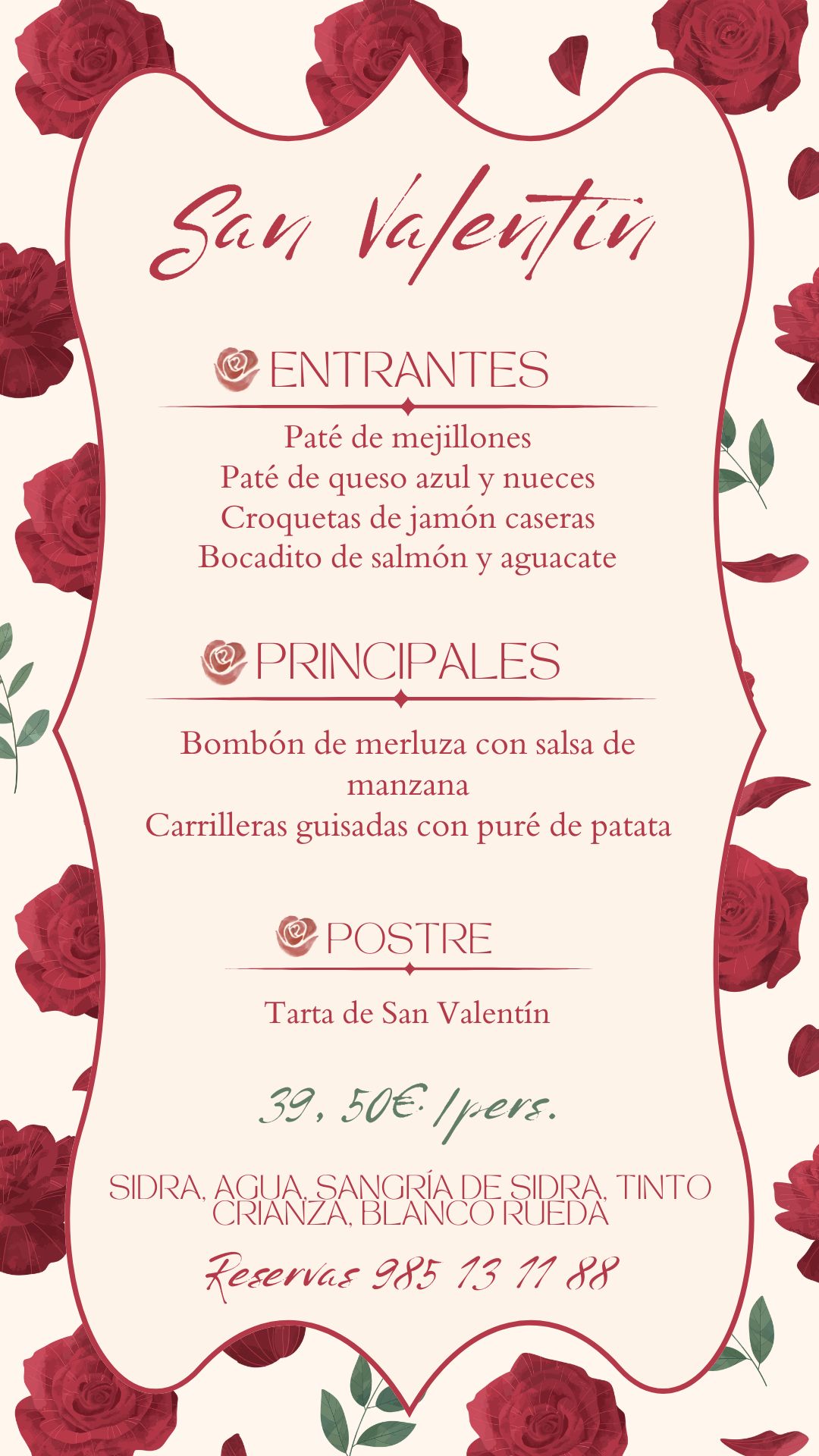 CENA  SAN VALENTÍN