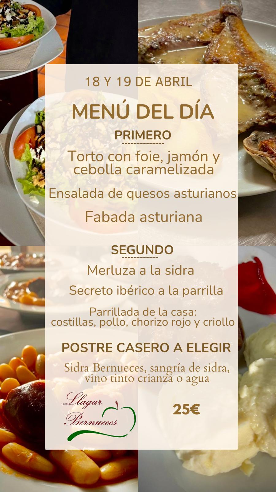 MENÚ del día  FIN DE SEMANA
